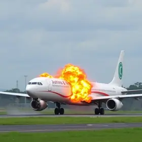 explosão no motor de avião