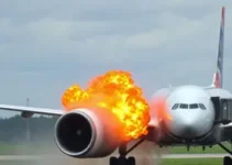 motor de avião explode durante decolagem