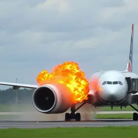 motor de avião explode durante decolagem