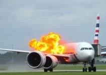 explosão de motor em avião