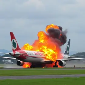 explosão em motor de avião