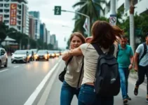 mulher que agride pessoas na rua