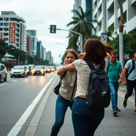 mulher que agride pessoas na rua